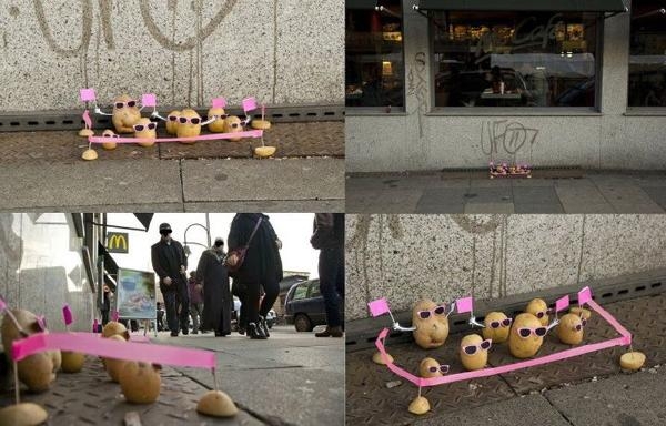 Protesting Potatoes einfach weggefegt. Verletzt das die Würde der Kartoffel?